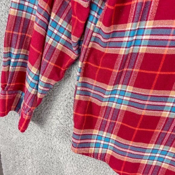 Lands End Flannel Shirt Mens XL Red Blue Flannel Casual Outdoor Camping Fishing - Picture 5 of 11